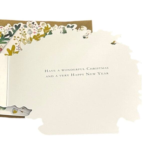 Set of 6 Christmas Cards with Message Brown Envs Ling Design Oak Leaf Wreath - Picture 2 of 4